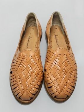 Brand New But Tags Are Off - Woven Leather Slip-On Womens Flats - Tan